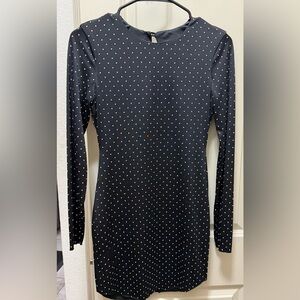 Black Long Sleeve Rhinestone Bodycon Dress